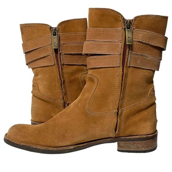 BUSSOLA Sevilla Suede Leather Moto Strap Boots 38 - Picture 7 of 11